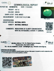4.67/CT Natural Panna Stone with Govt. Lab Certificate